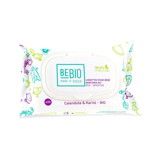 BEBIO Travel Size Baby Wipes Lightly Scented 20 Count