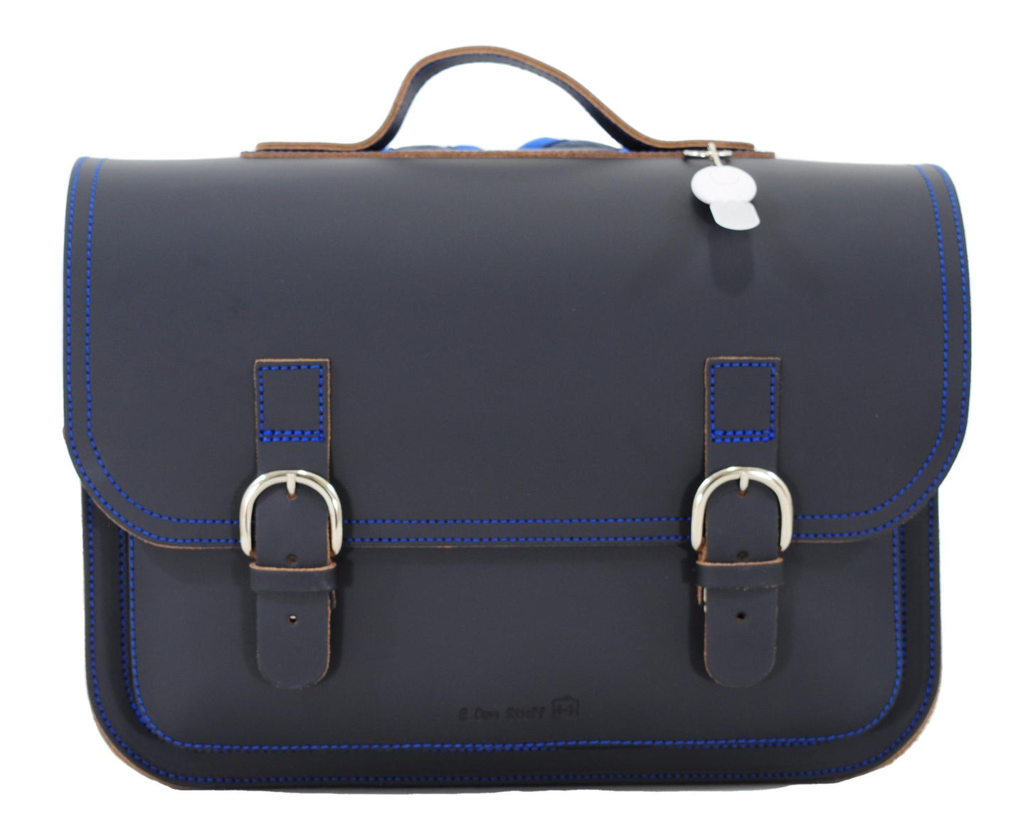 Classic Leather School Backpack - Marine Blue by Own stuff