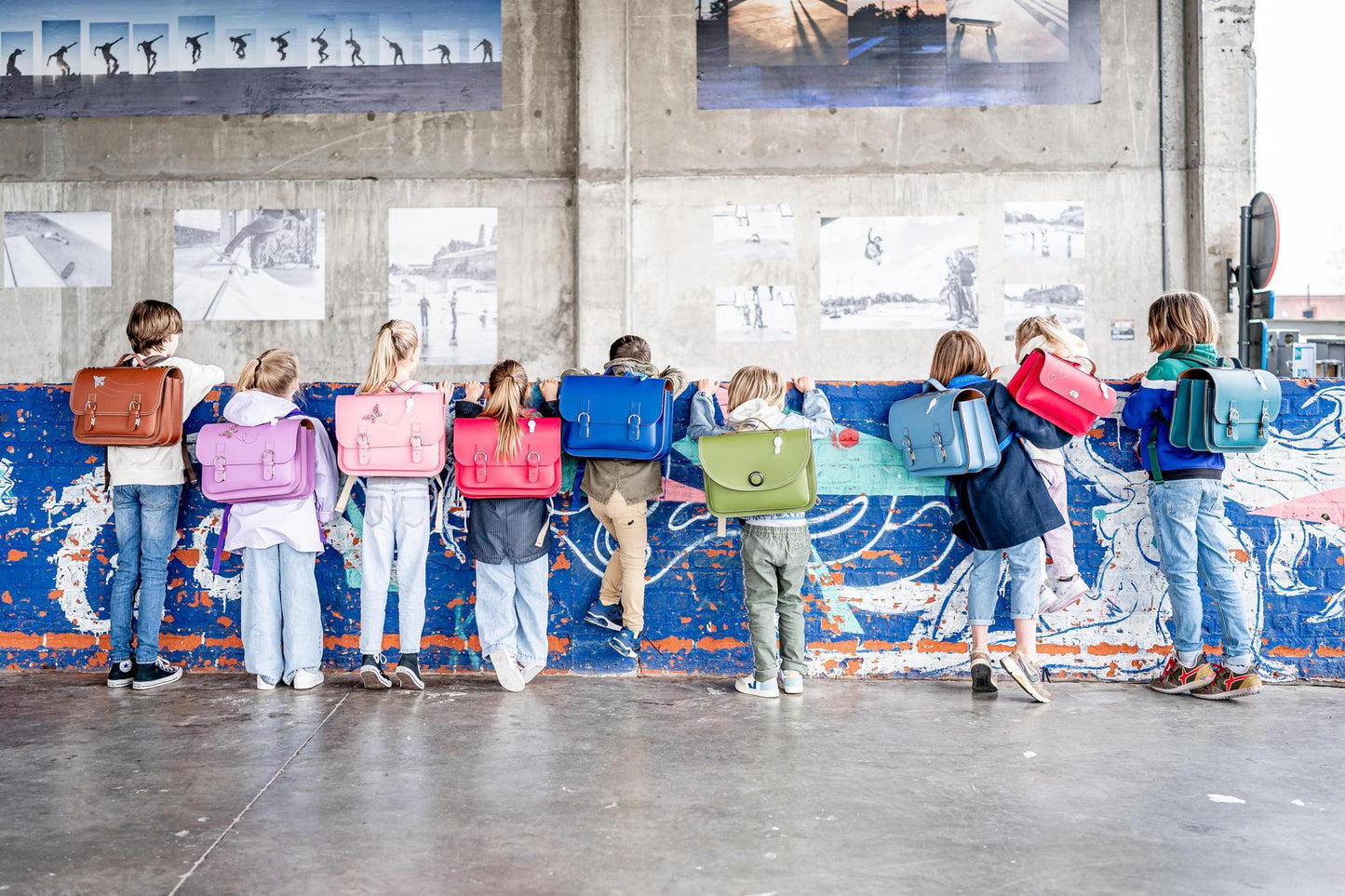 Classic Leather School Backpack - Marine Blue by Own stuff