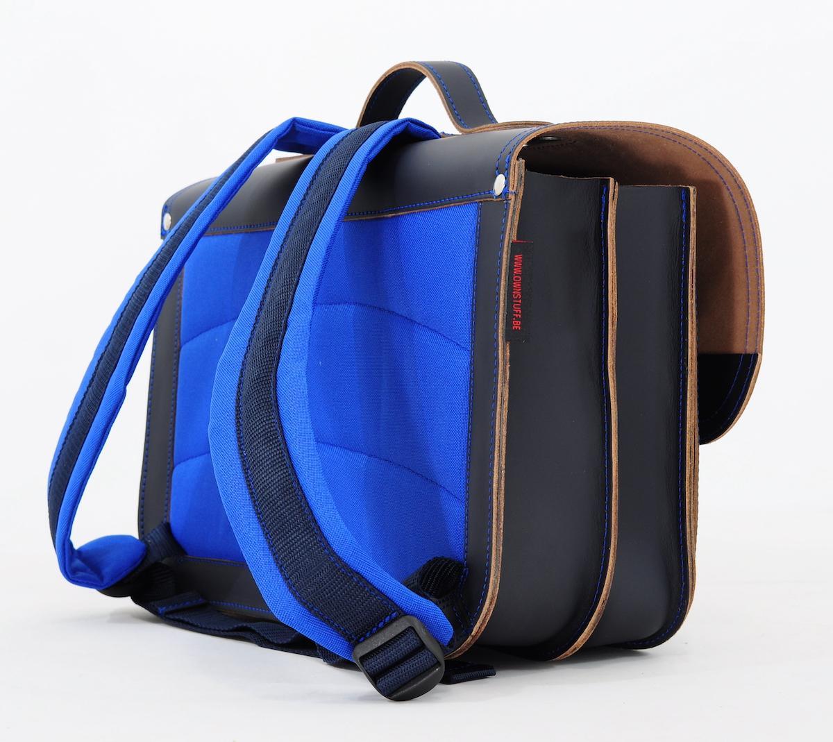 Classic Leather School Backpack - Marine Blue by Own stuff