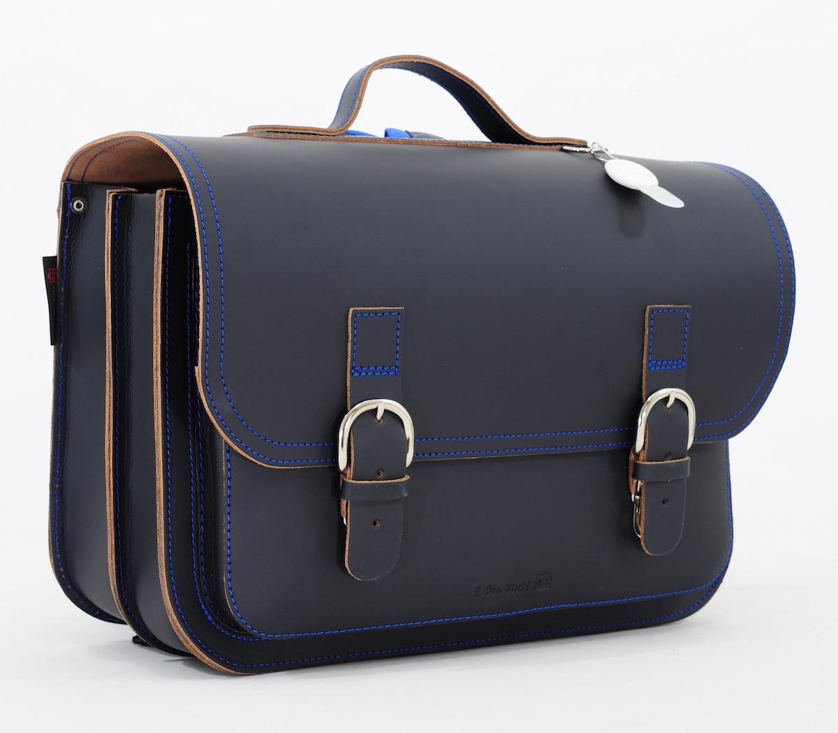 Classic Leather School Backpack - Marine Blue by Own stuff