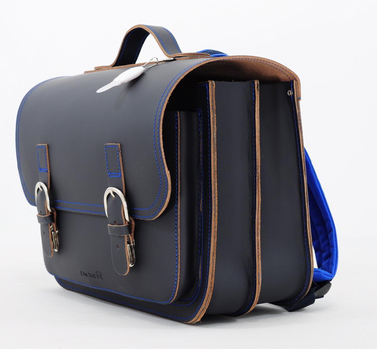 Classic Leather School Backpack - Marine Blue by Own stuff