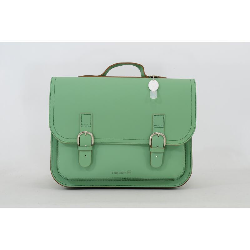 Classic Leather Schoolbag - Pastel Green by Own stuff