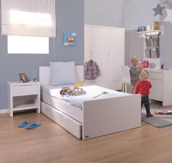 Lit junior 90x200 cm quadro white + sommier et lattes  - Childhome