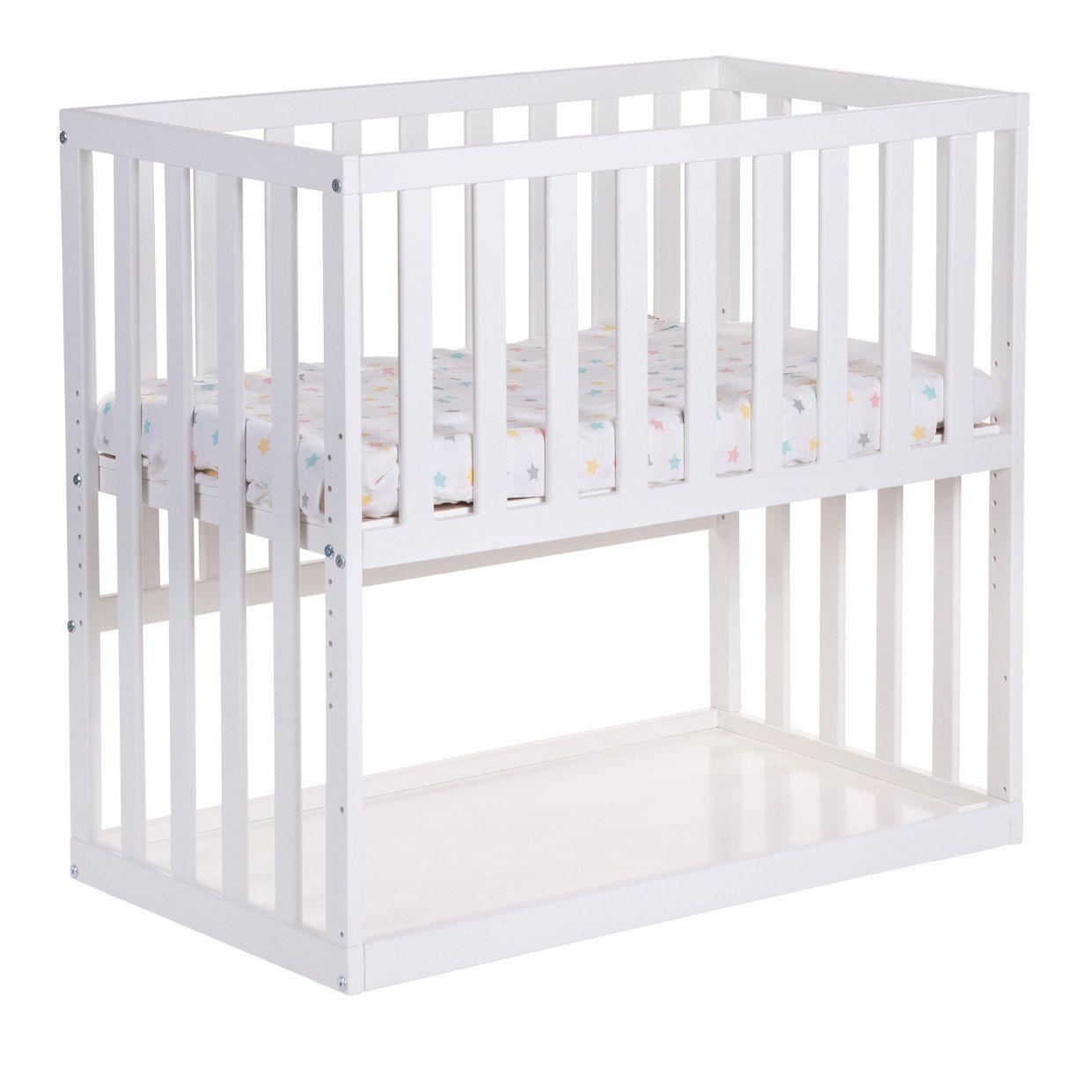 Lit pour bébé Cododo hêtre et roues blanc 55x95 cm  - Childhome