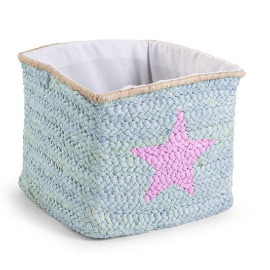 Panier Paille Tresse Star & Cloud 30x33x33 cm mint - Childhome