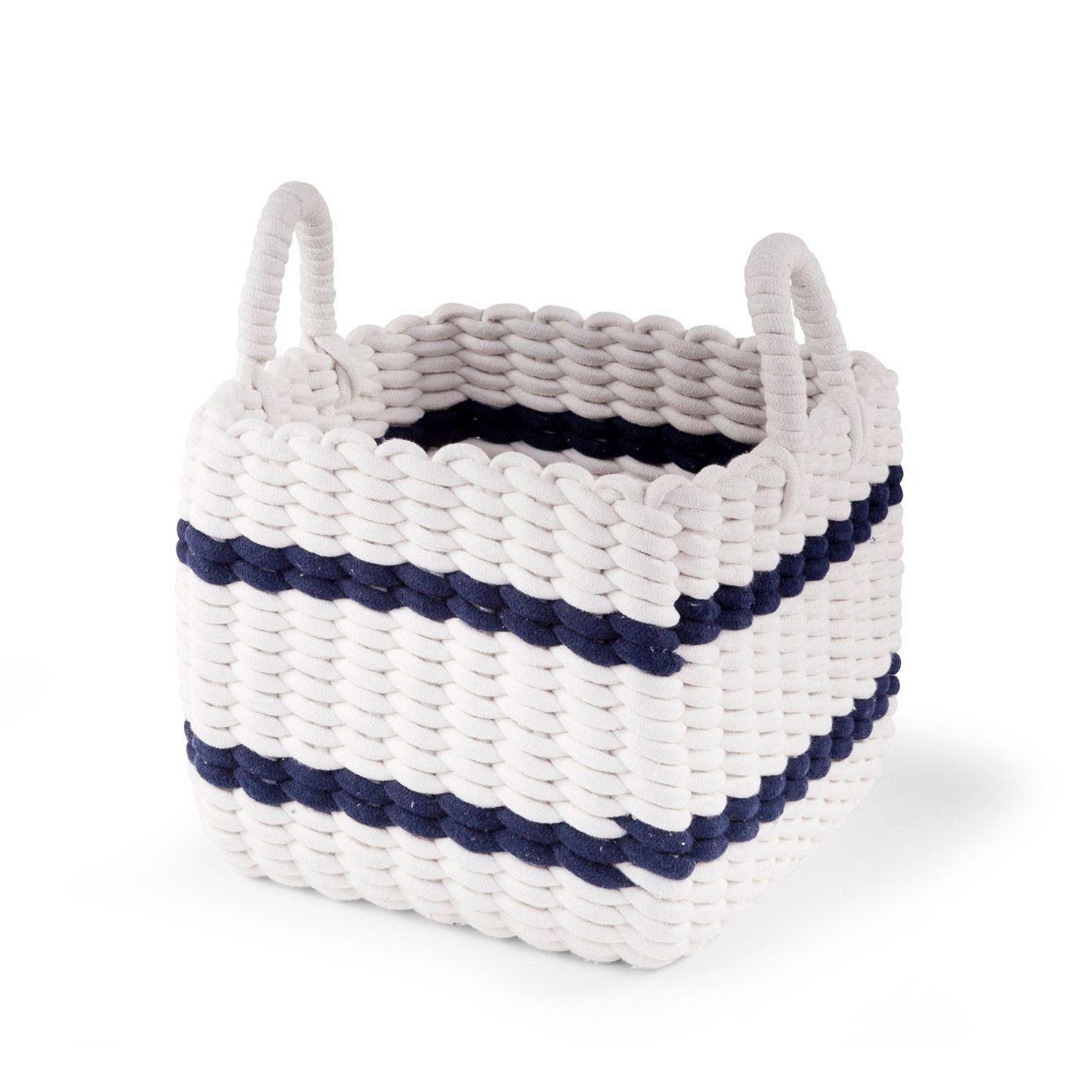 Panier Tresse blanc/Marine 32x20x29 cm  - Childhome