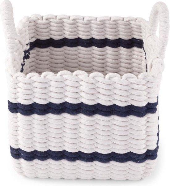 Panier Tresse blanc/Marine 32x20x29 cm  - Childhome