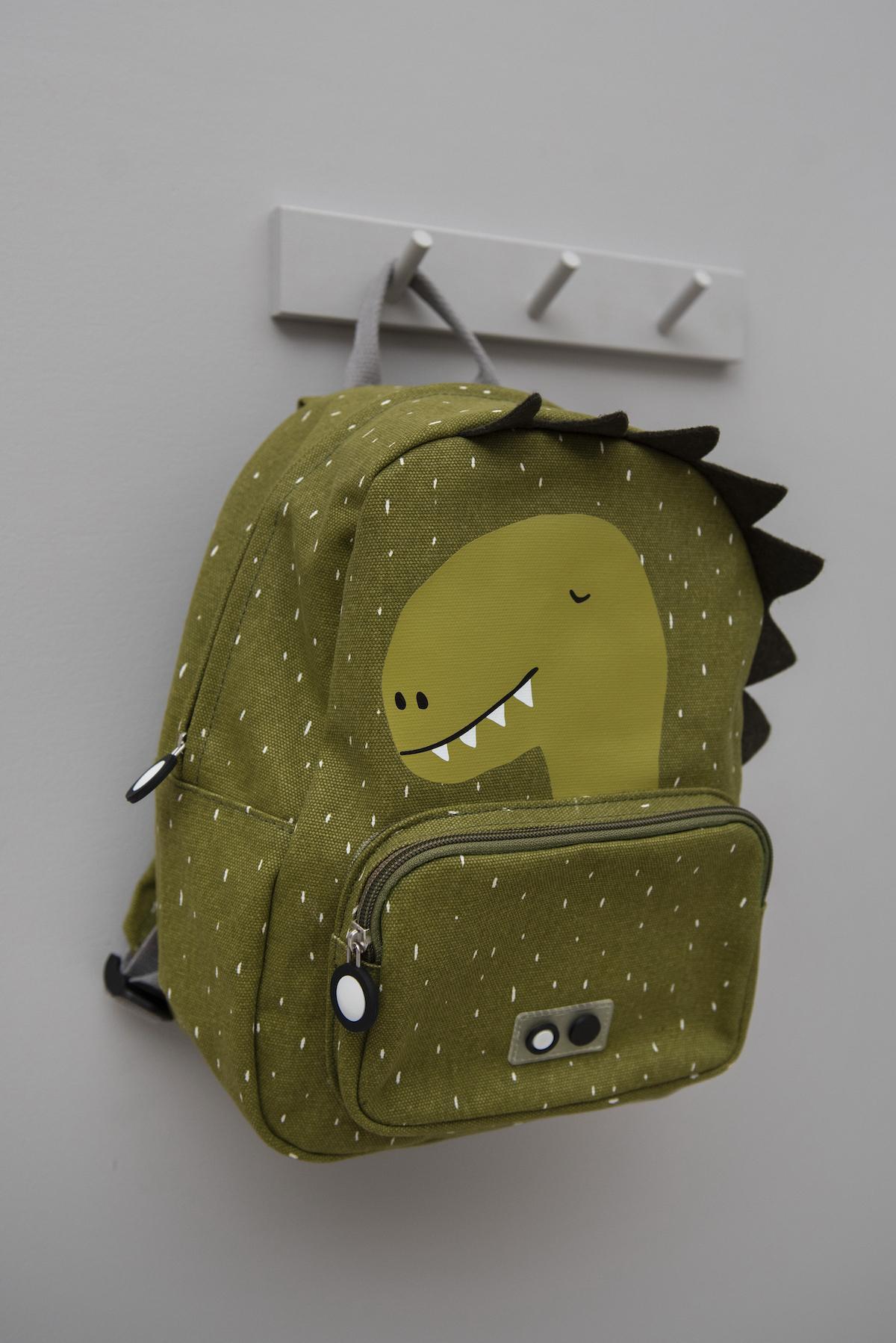 Mr. Dino Backpack by Trixie for Kids 2+ years - 23 x 31 x 10 cm - Cotton/Polyester/Cotton, Water-Resistant Acrylic Coating - Hand Wash Only