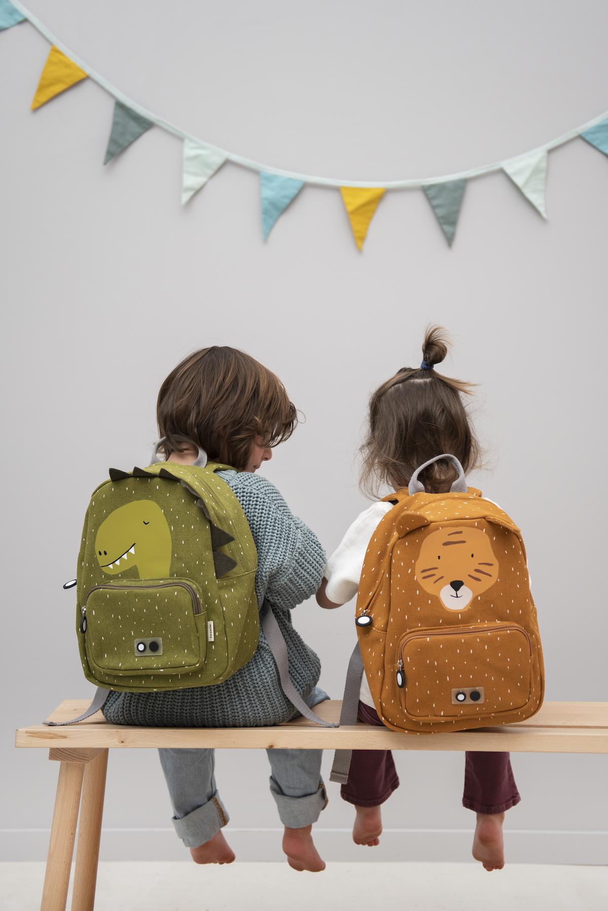 Mr. Dino Backpack by Trixie for Kids 2+ years - 23 x 31 x 10 cm - Cotton/Polyester/Cotton, Water-Resistant Acrylic Coating - Hand Wash Only