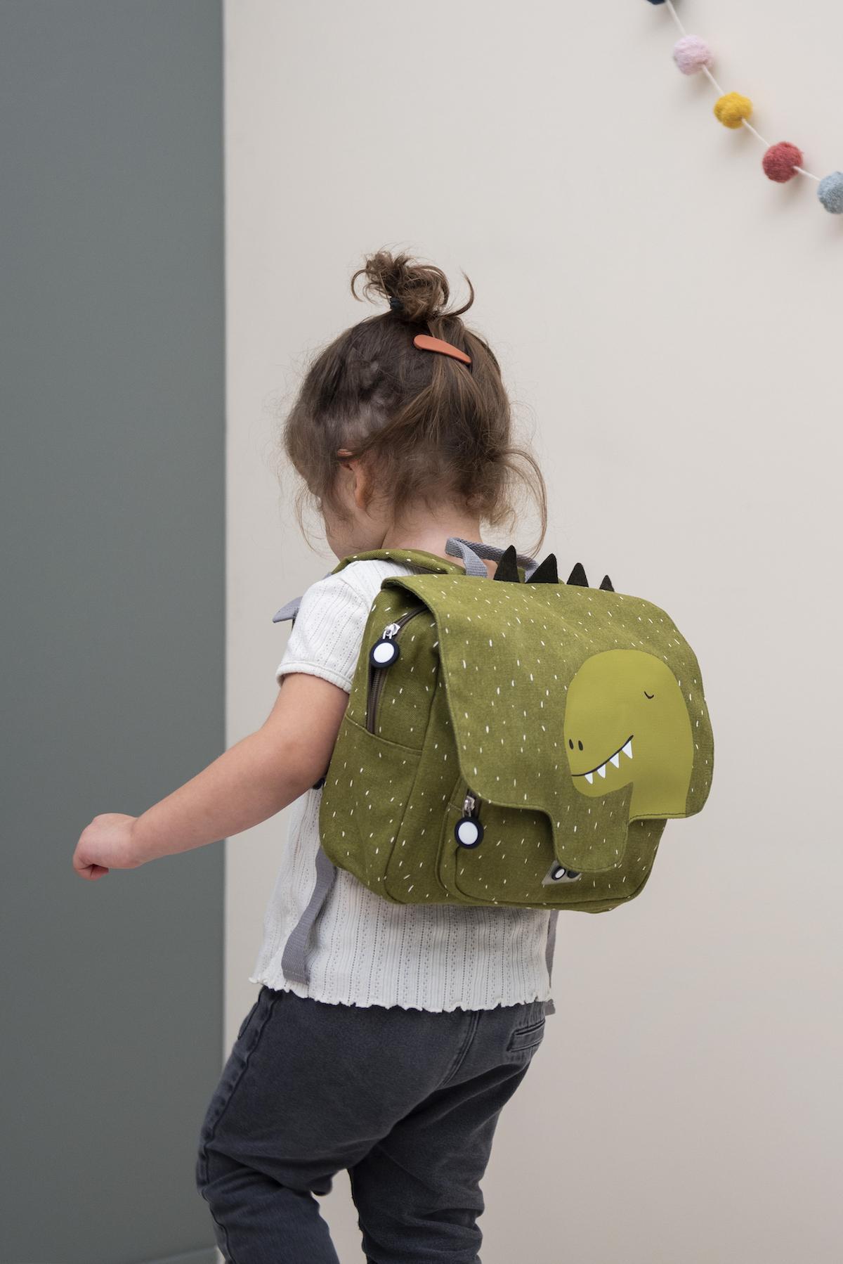 Trixie Mr. Dino Maternelle Backpack with Adjustable Straps | Cotton Exterior & Water-Repellent Coating