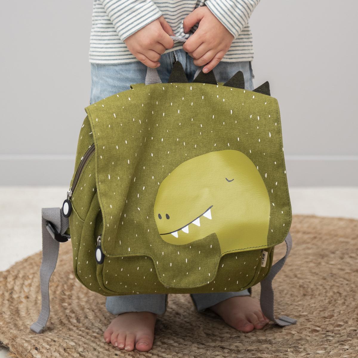 Trixie Mr. Dino Maternelle Backpack with Adjustable Straps | Cotton Exterior & Water-Repellent Coating