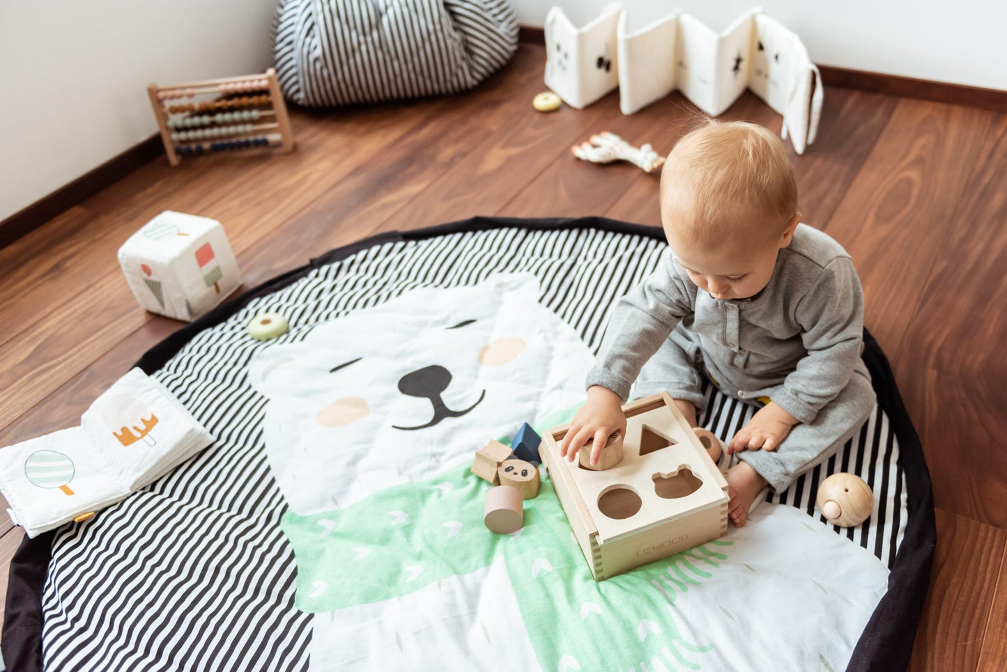 Sac à jouets et tapis de jeu Soft - Ours polaire