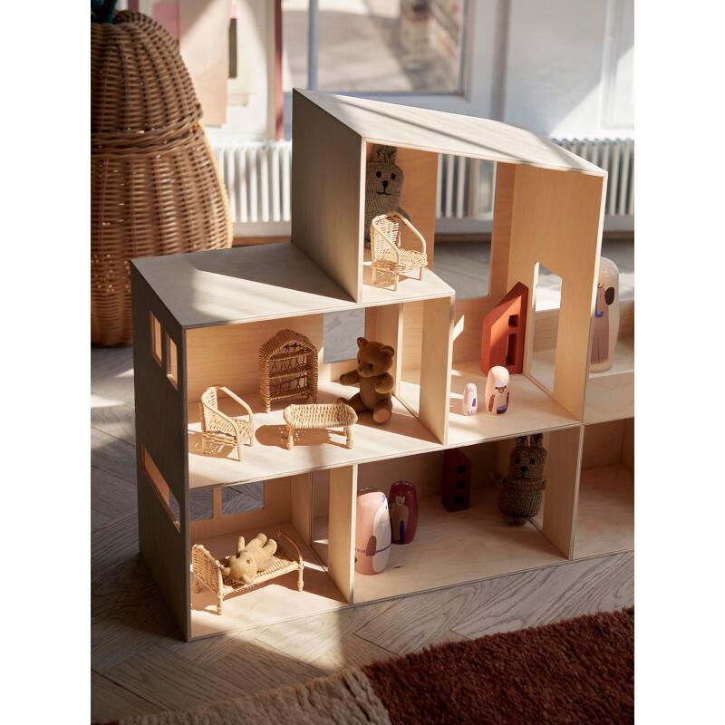 Rattan Dollhouse Furniture - Set of 5 - Natural