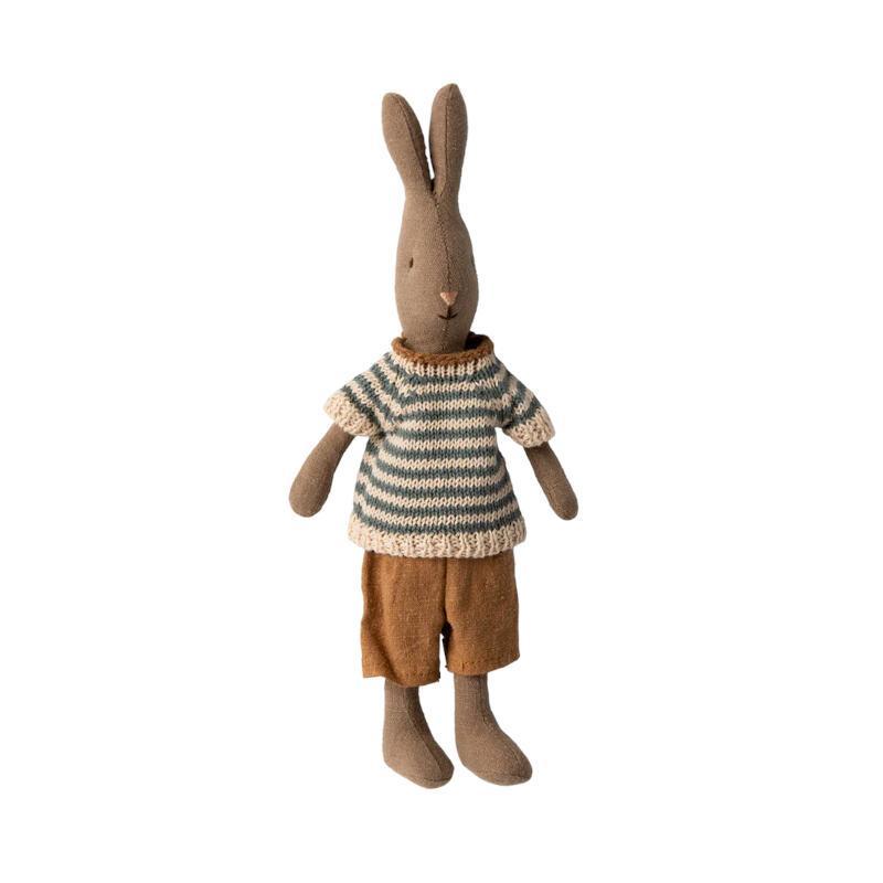 Poupée lapin taille 1 marron avec chemise et short - Maileg