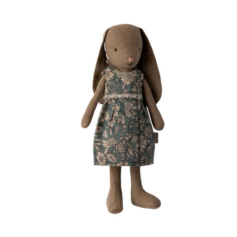 Poupée lapin taille 1 marron avec robe - Maileg