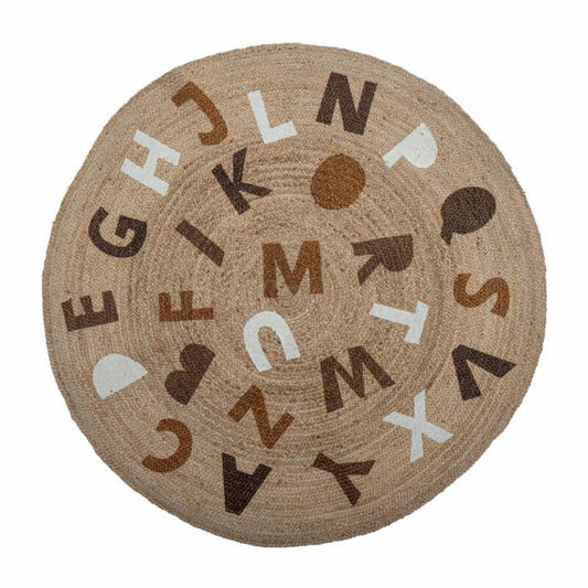 Tapis rond en toile de jute - Alphabet