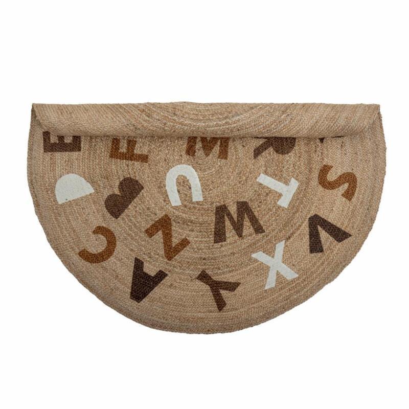 Tapis rond en toile de jute - Alphabet