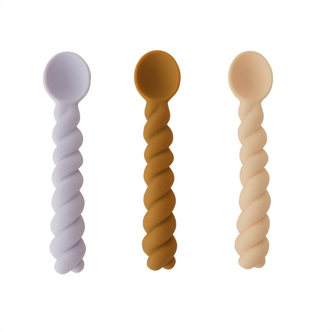 Cuillères en silicone set de 3 lavender/vanilla/light rubber - OYOY