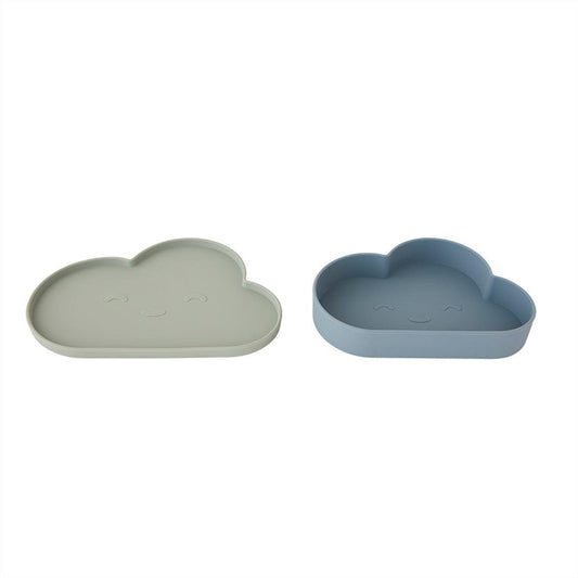 Assiette et bol nuage Chloé tourmaline/pale mint - OYOY