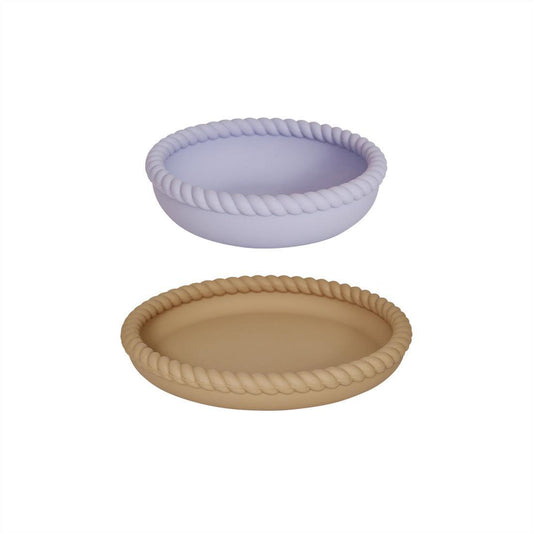 Assiette et bol en silicone light rubber/lavender - OYOY