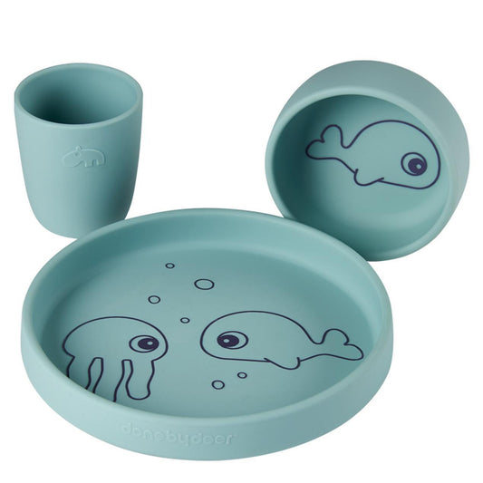 Set repas silicone Dear Friends Sea friends blue - Done by Deer