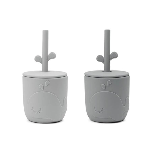 Tasse avec paille Peekaboo set de 2 Wally grey - Done by Deer