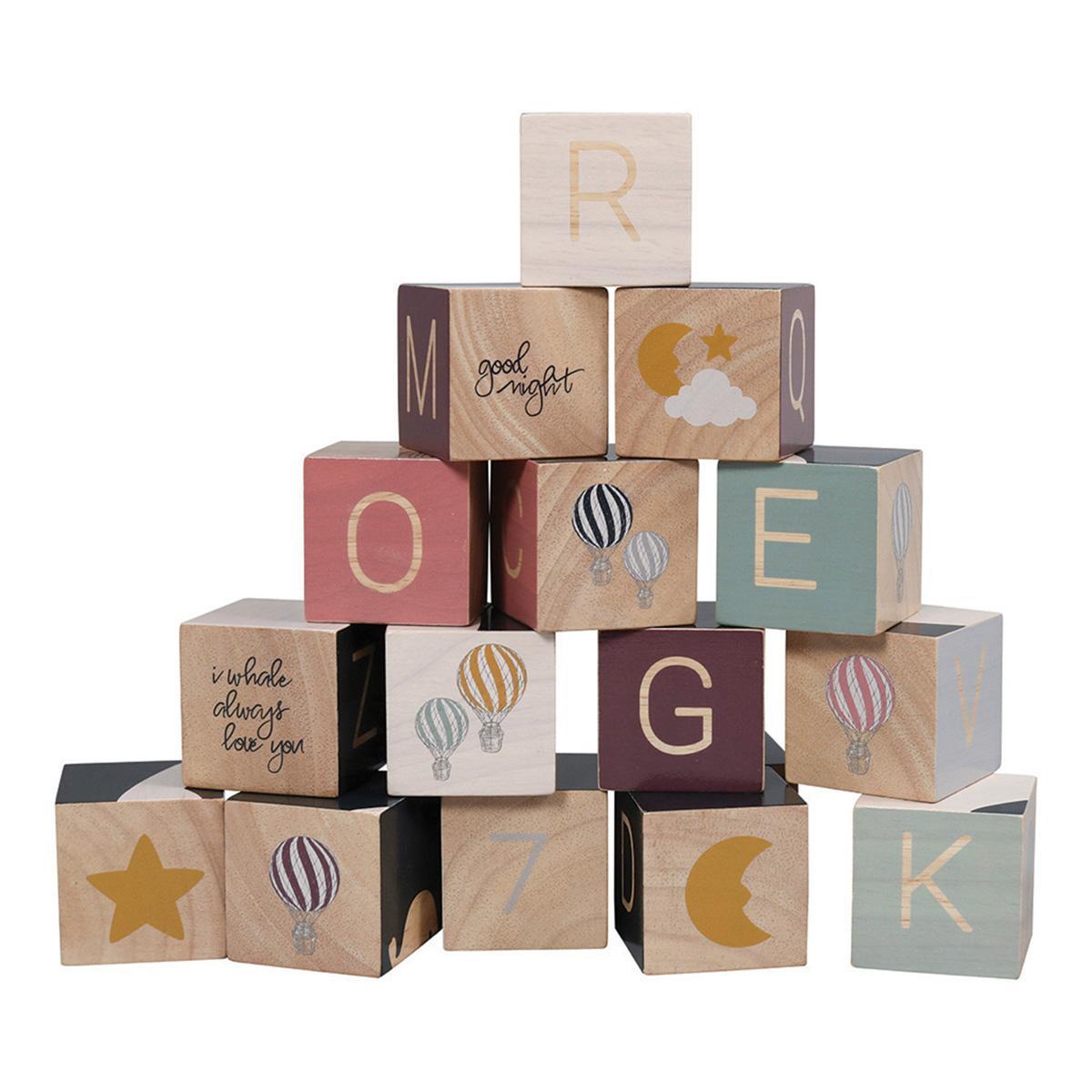 Set de 16 cubes en bois