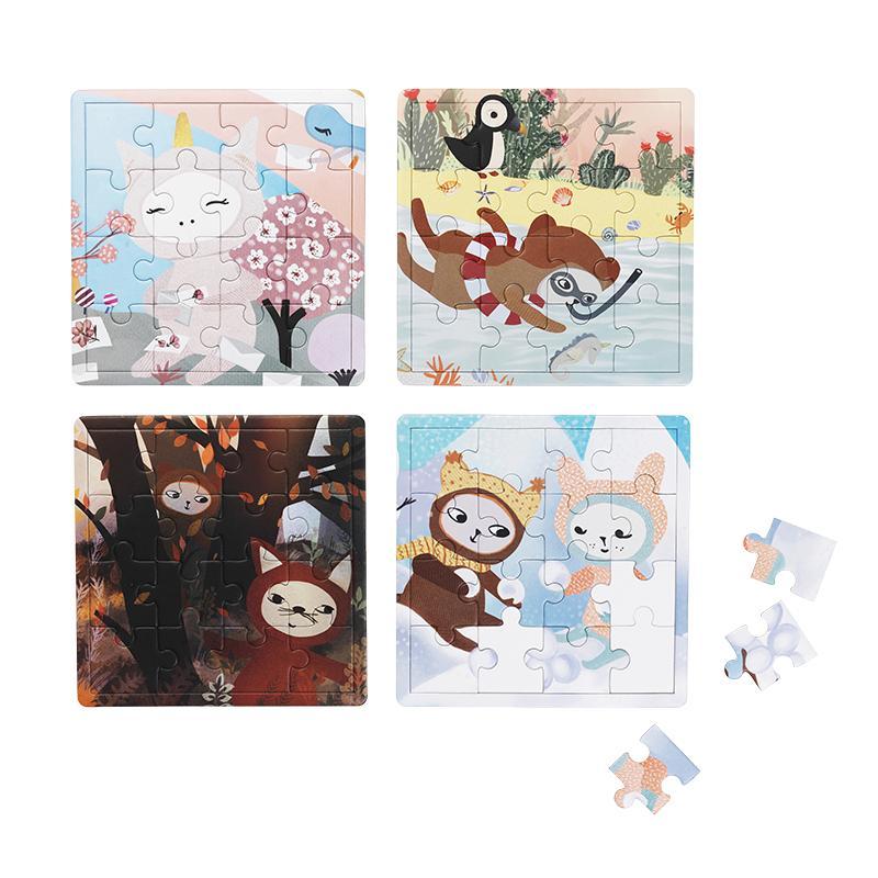 Puzzle - 4 Seasons - 16 pièces/puzzle - Lot de 4 puzzles