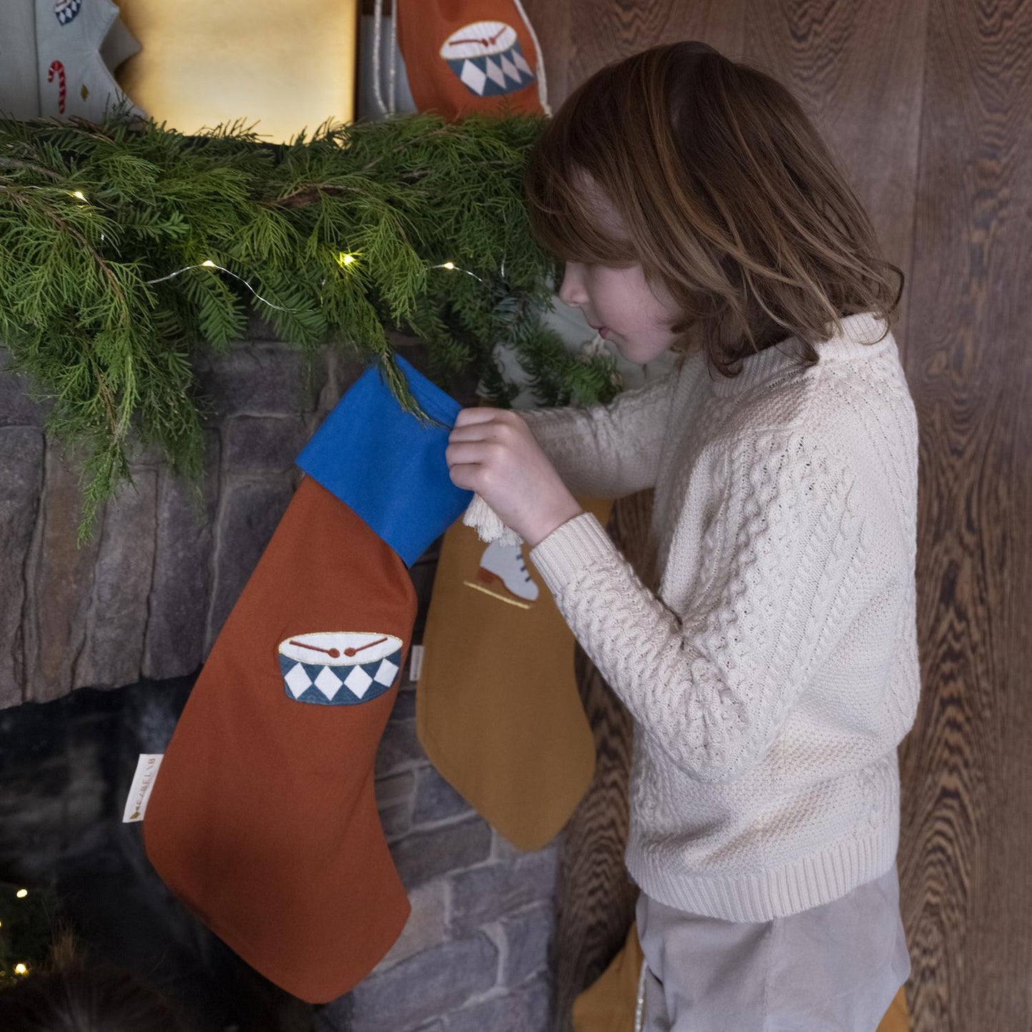 Chaussette de Noël - Drum embroidery - Cinnamon