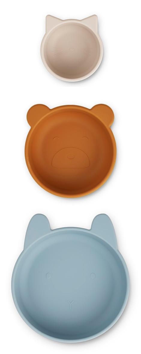 Liewood Silicone Bowls Iggy Dino Blue Multi Mix 4 Pieces