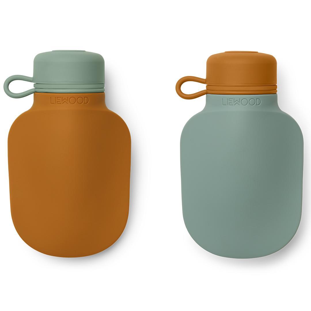 Liewood Silvia Mustard & Dark Rose Smoothie Bottles Set of 2