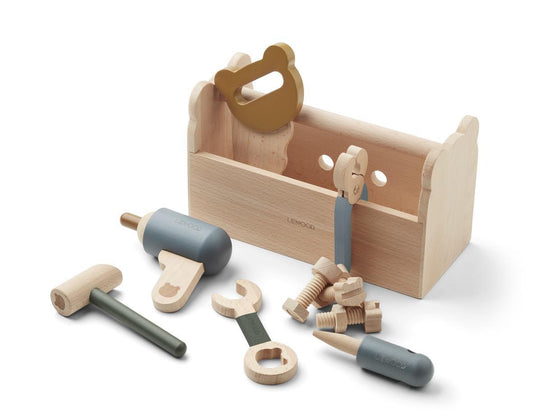 Liewood Luigi Blue Multi Mix Wooden Toy Toolbox