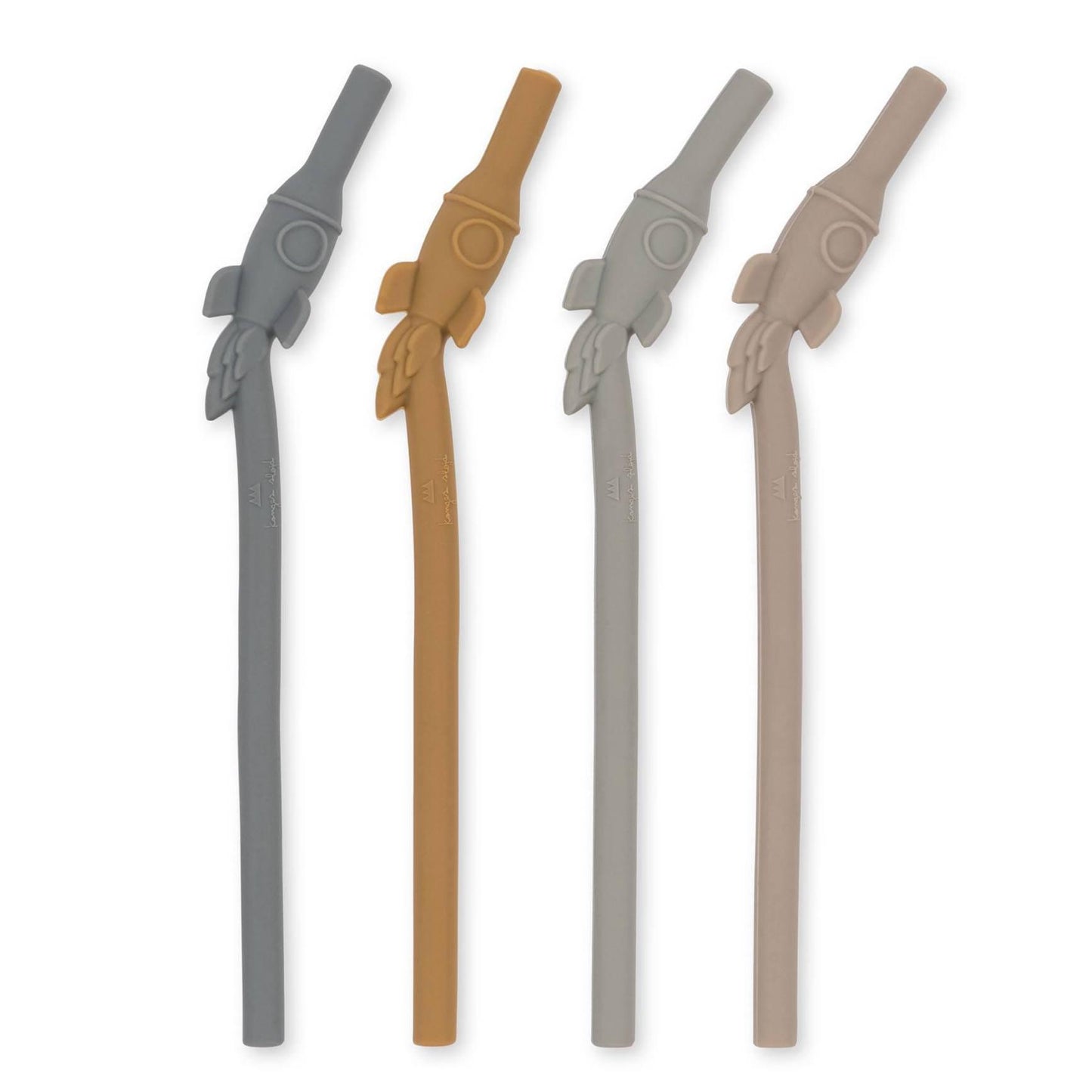 Lot de 4 pailles en silicone Fusée - Quarry Blue Mix