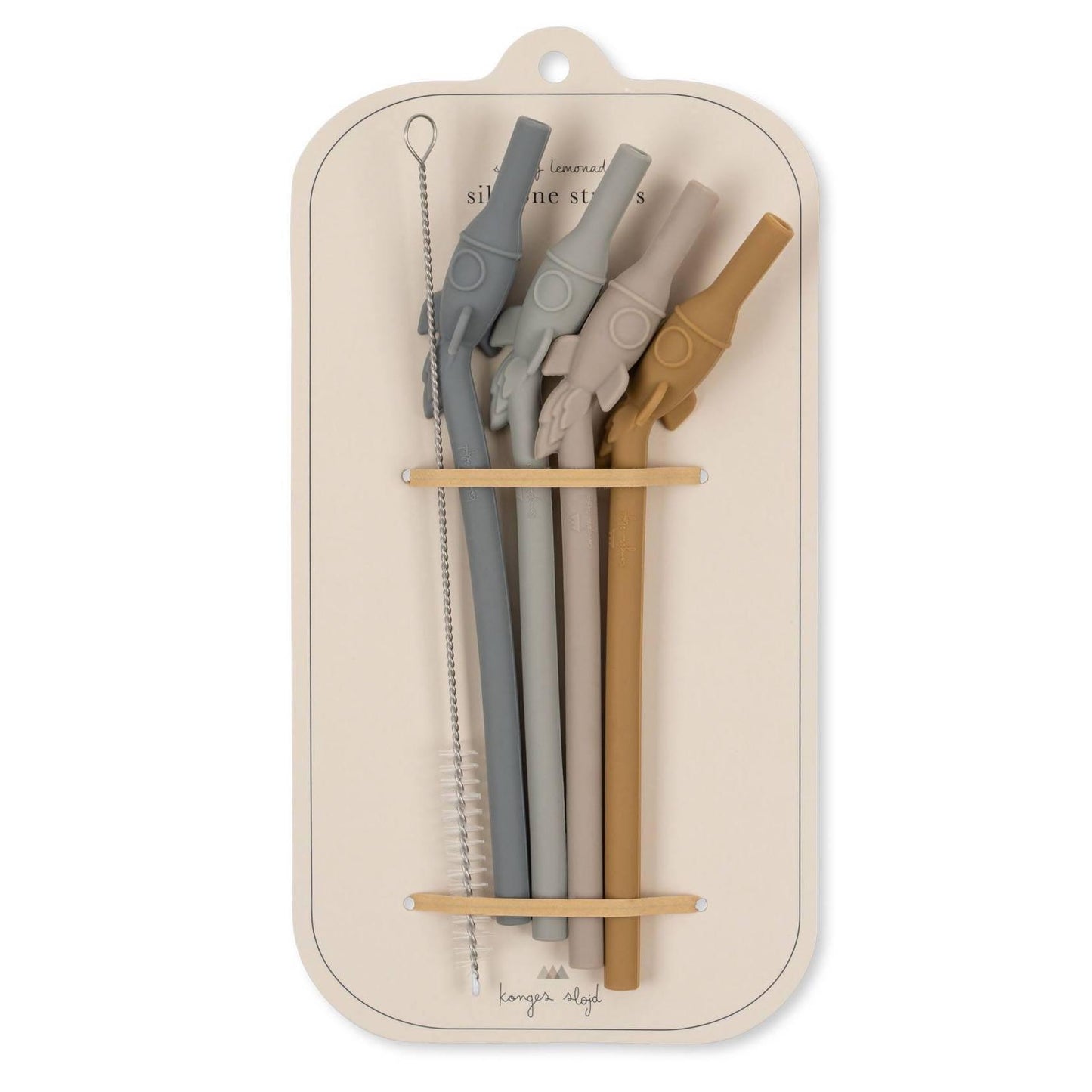 Lot de 4 pailles en silicone Fusée - Quarry Blue Mix