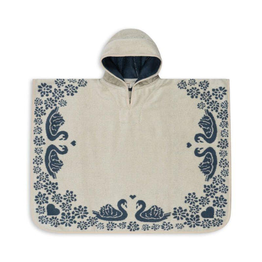 Poncho Terry Jacquard Gots - Swan - Toddler - Konges Sløjd