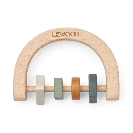 Liewood Bryn Faune Green Multi Mix Wooden Rattle