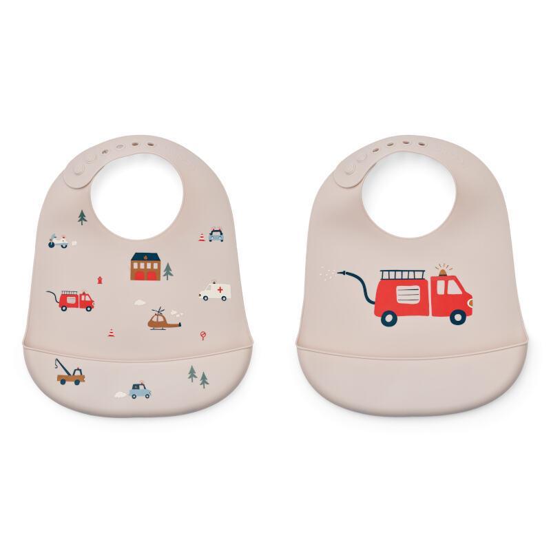 Liewood Silicone Bibs Tilda Emergency Vehicle/Sandy 2-Piece Set