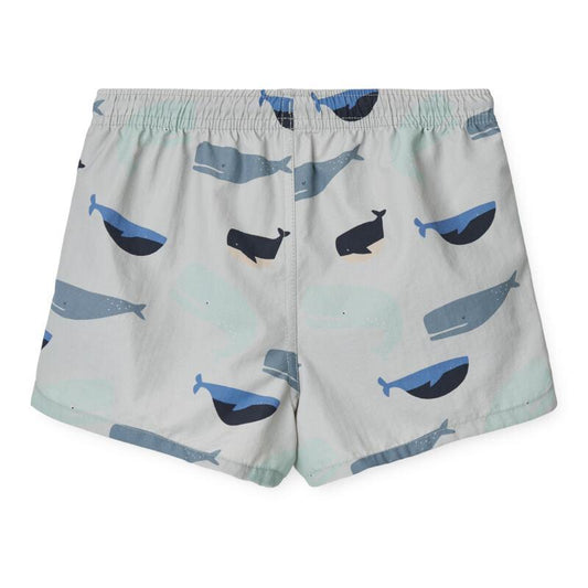 Liewood Child Beach Shorts Aiden Whales Cloud Blue