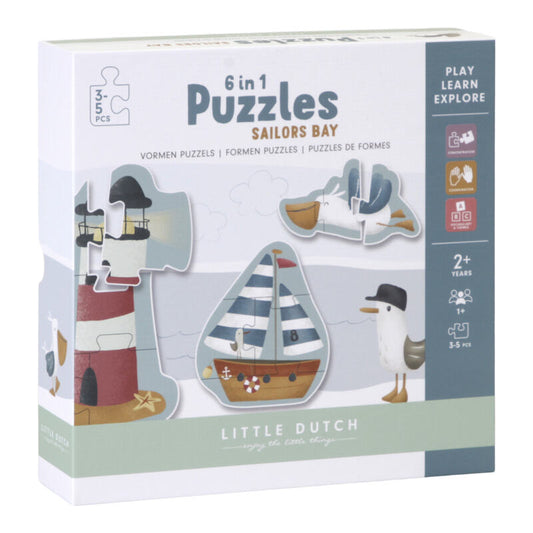 6 in 1 Puzzles Sailors Bay FSC - Little Dutch