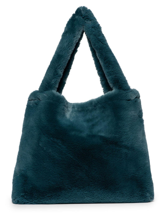 Sac Mom-Bag - Petrol blue faux fur