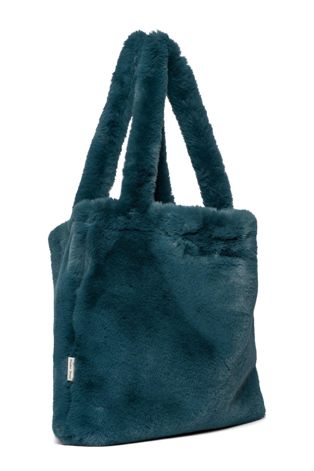 Sac Mom-Bag - Petrol blue faux fur