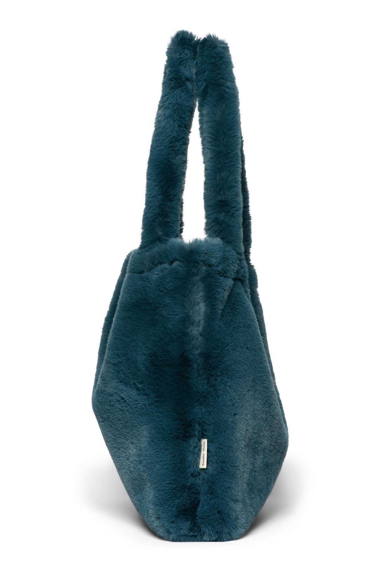 Sac Mom-Bag - Petrol blue faux fur