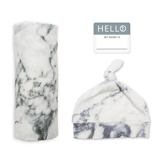 Set langeet bonnet Hello World - Marble