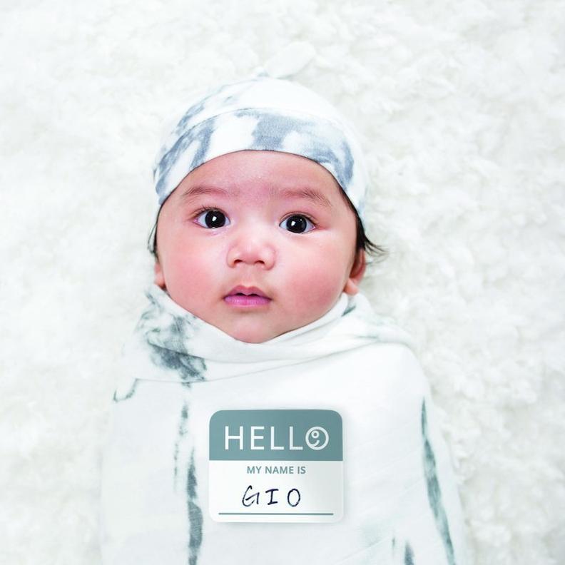 Set langeet bonnet Hello World - Marble