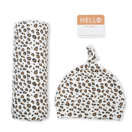 Set lange et bonnet Hello World - Leopard