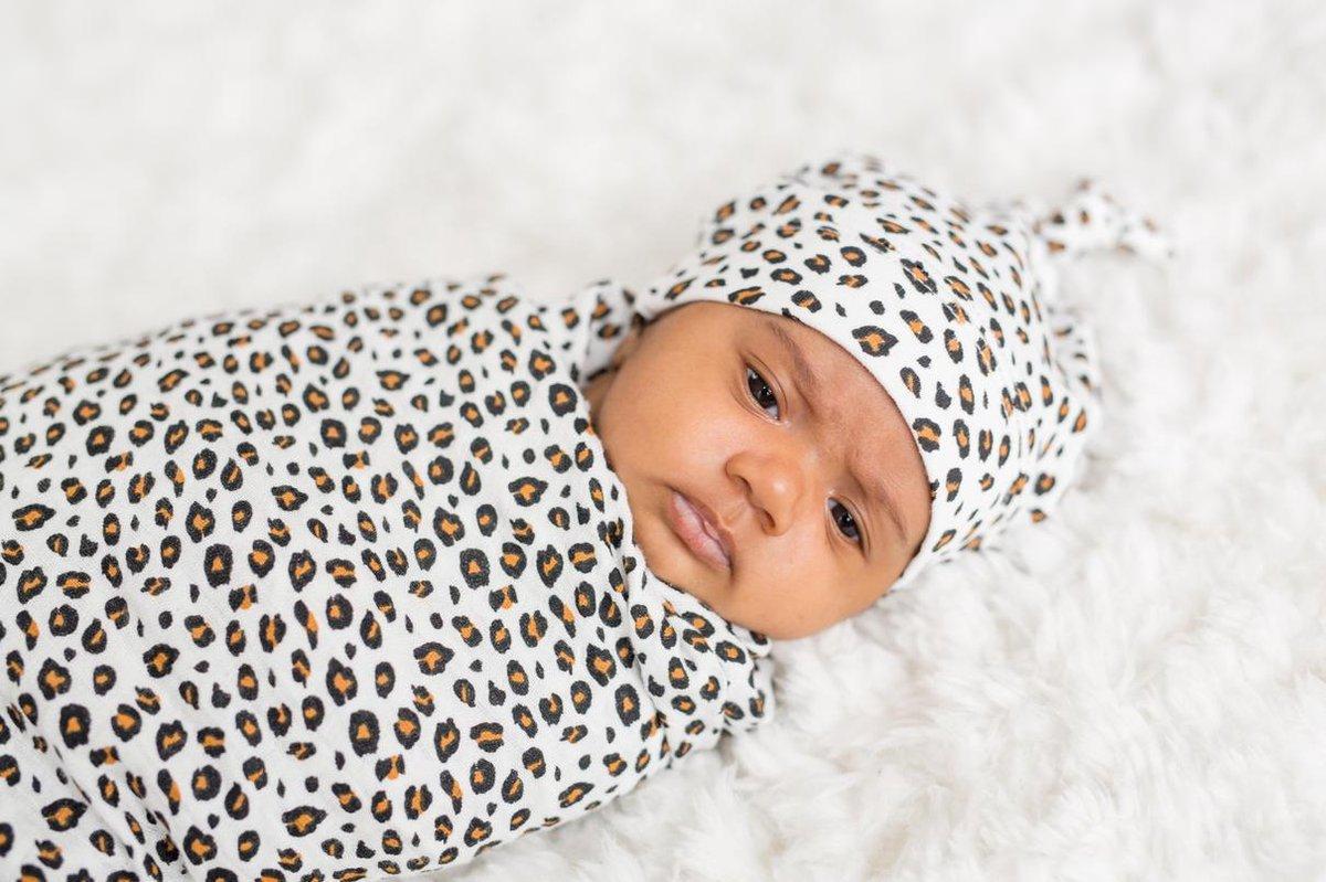 Set lange et bonnet Hello World - Leopard