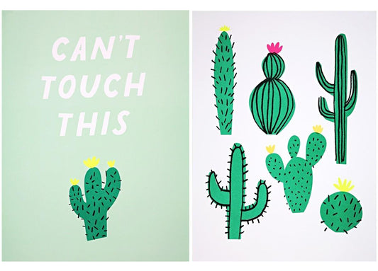 Set de 2 affiches 'cactus' & 'can't touch this'