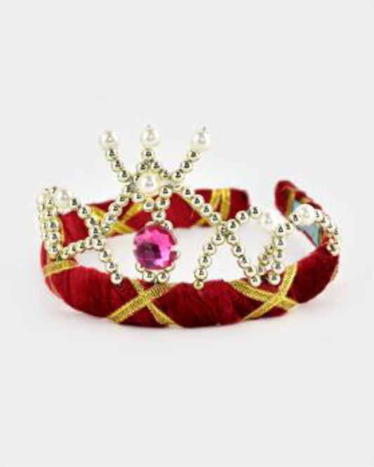 Couronne en velours Rouge - 14 cm