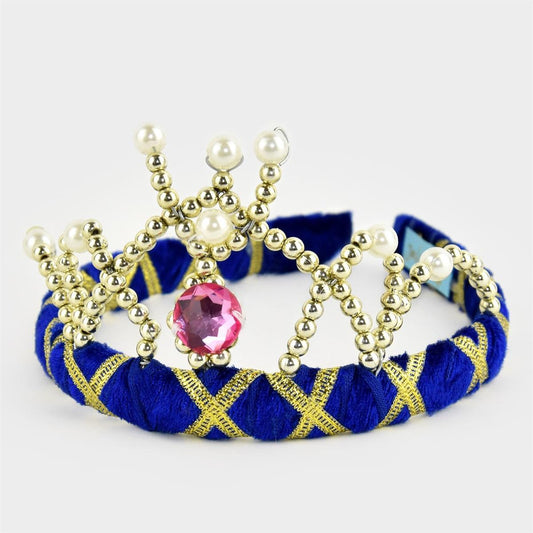 Couronne en velours Bleu - 14 cm